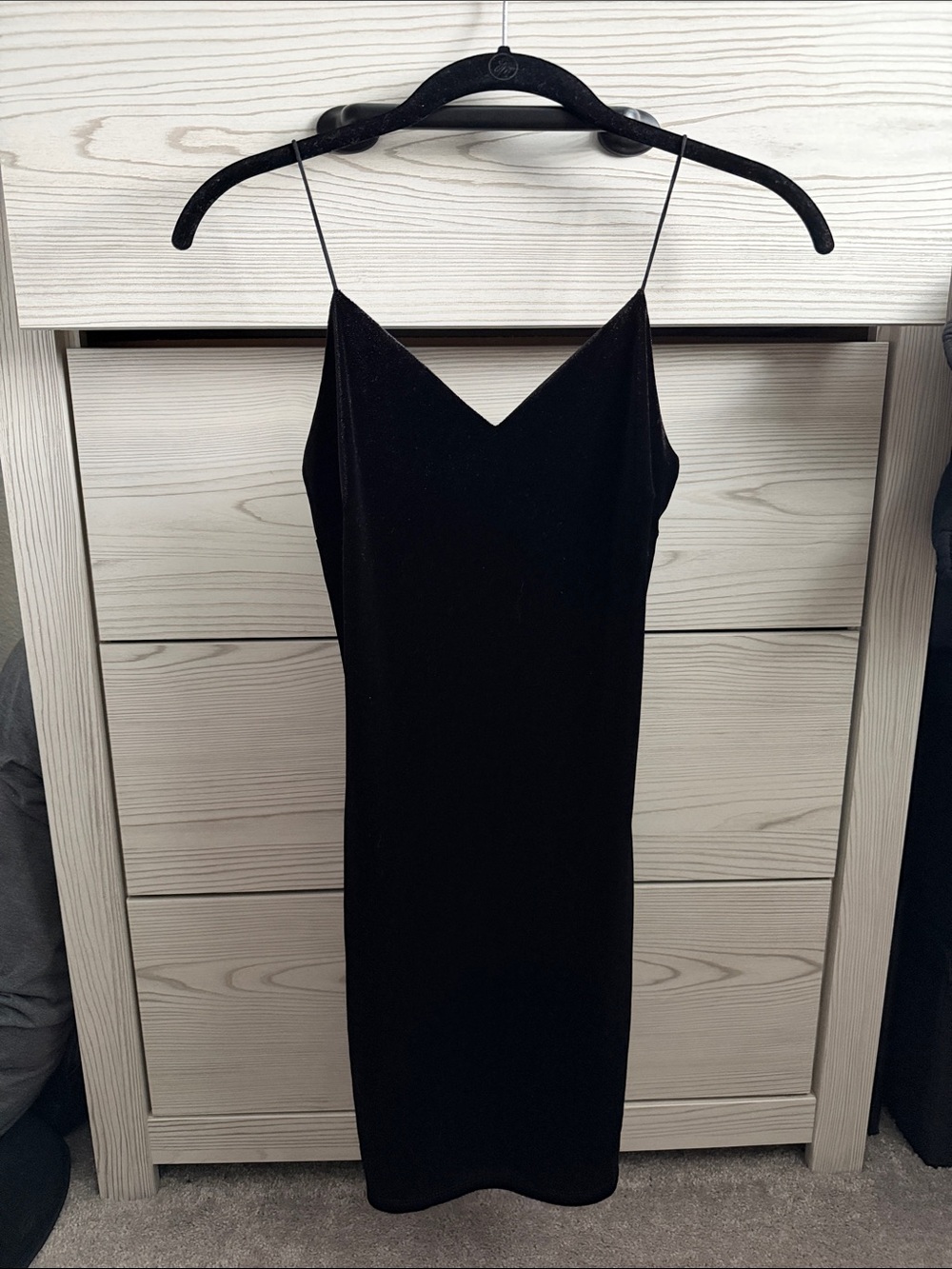 Sleek Black Spaghetti-Strap Mini Dress